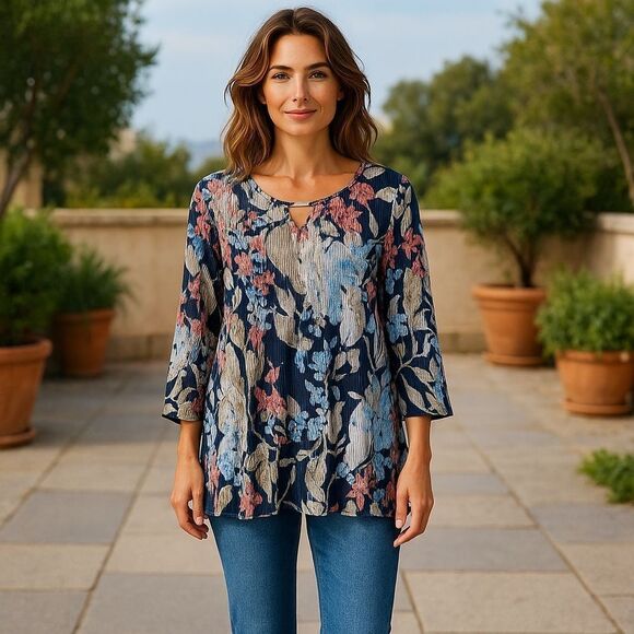 Christopher & Banks Pleated Popover Top Size XL - Picture 1 of 12